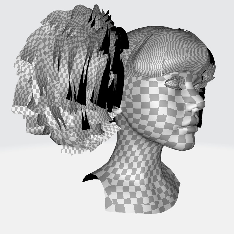 Curly Puff Pigtails with Bangs - Hair for Female Characters Low-poly 3D model_19