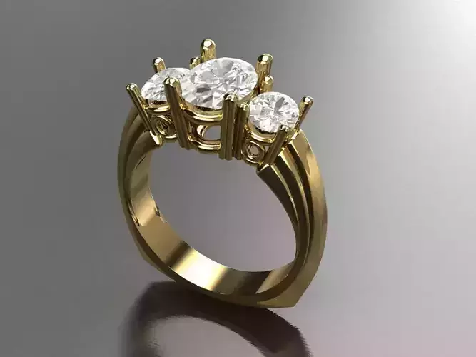 Triple Blue Gem Ring 3D Printable Model 