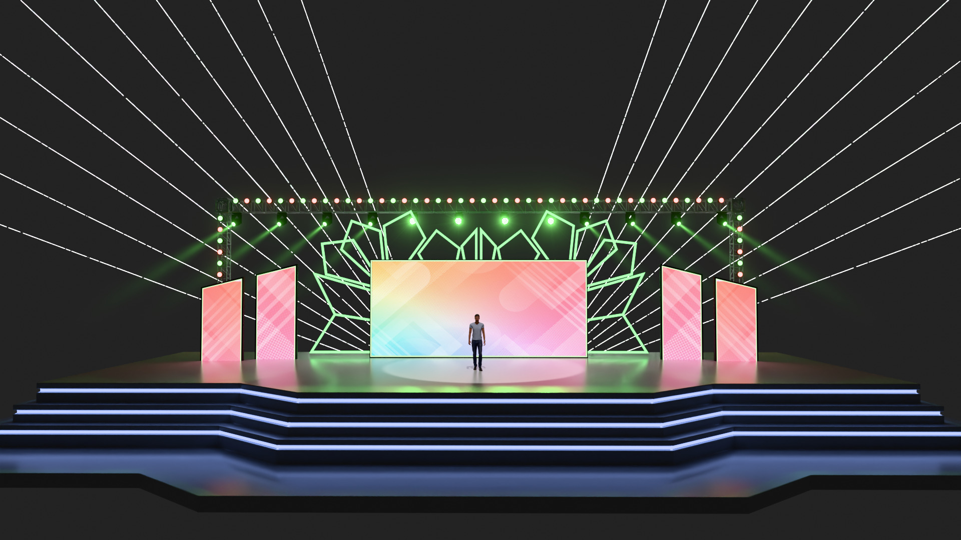 Entertainment Event Stage or Set Design with Light 3D model_6