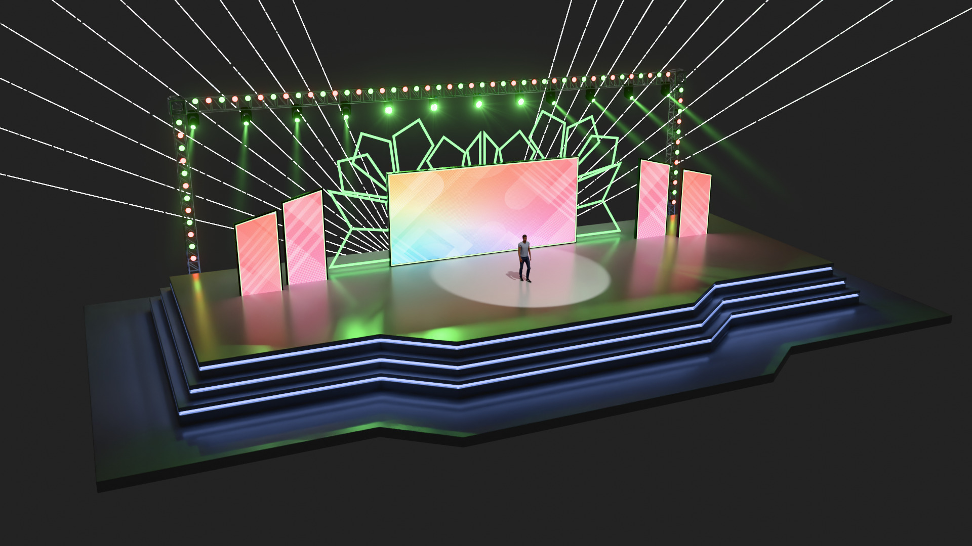 Entertainment Event Stage or Set Design with Light 3D model_7