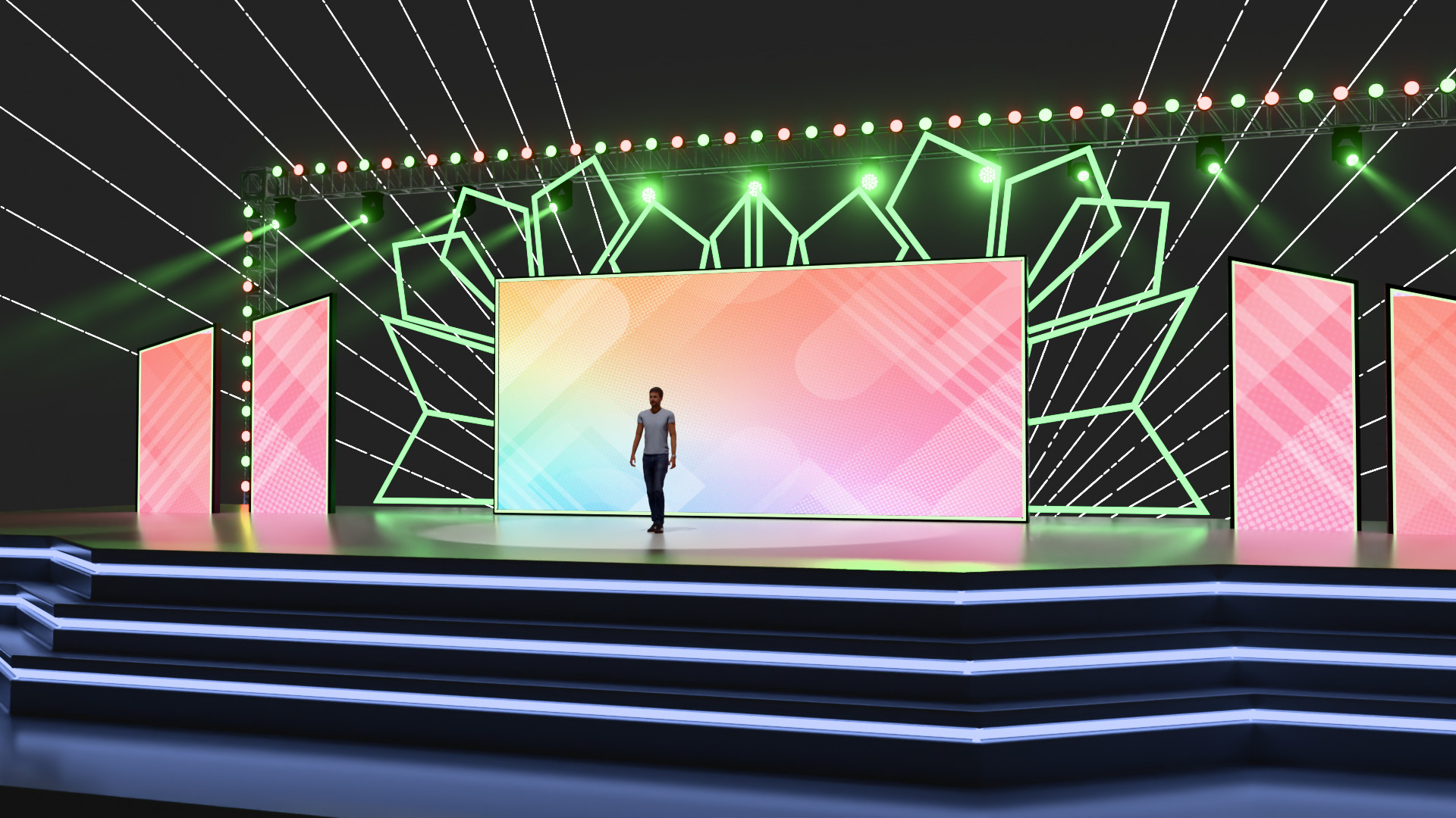 Entertainment Event Stage or Set Design with Light 3D model_9