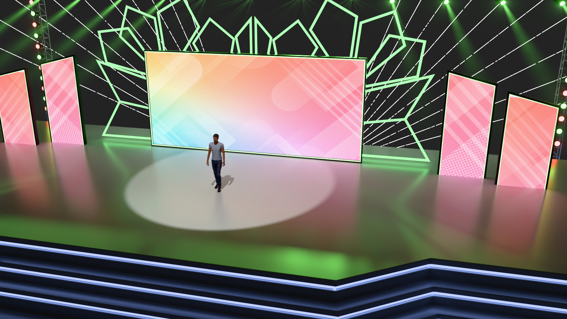 Entertainment Event Stage or Set Design with Light 3D model_4