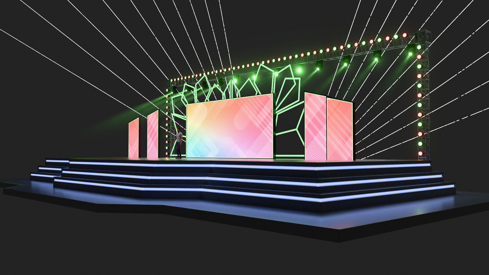 Entertainment Event Stage or Set Design with Light 3D model_5