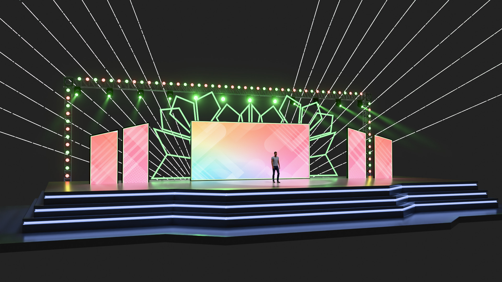 Entertainment Event Stage or Set Design with Light 3D model_12