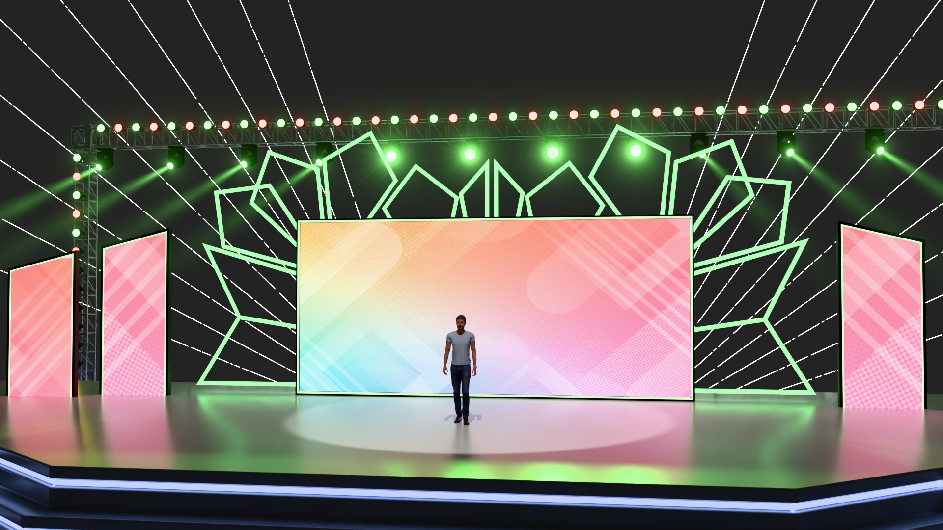 Entertainment Event Stage or Set Design with Light 3D model_10