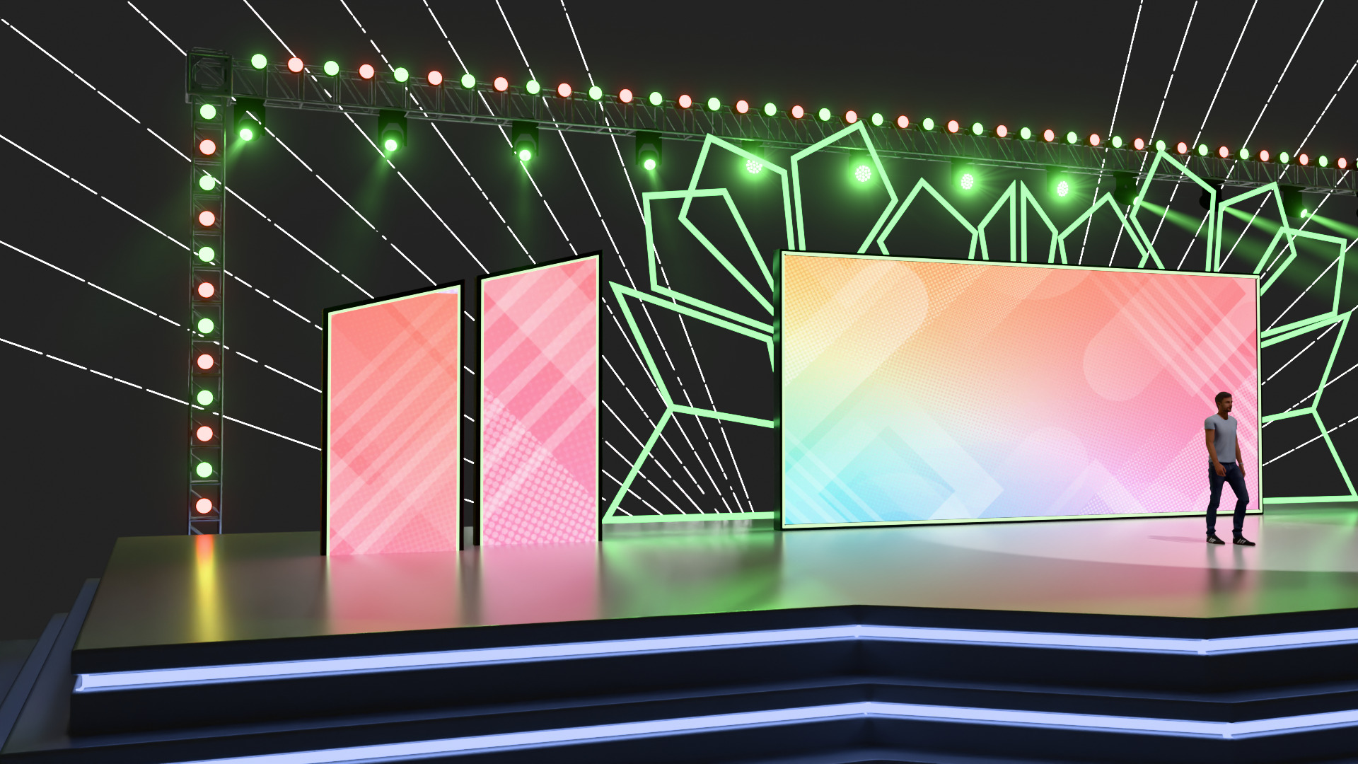 Entertainment Event Stage or Set Design with Light 3D model_13