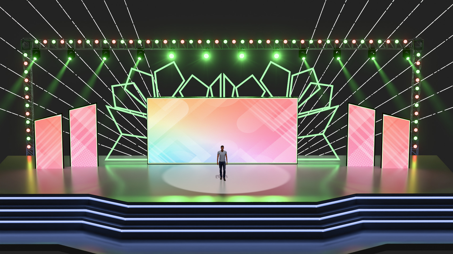 Entertainment Event Stage or Set Design with Light 3D model_2