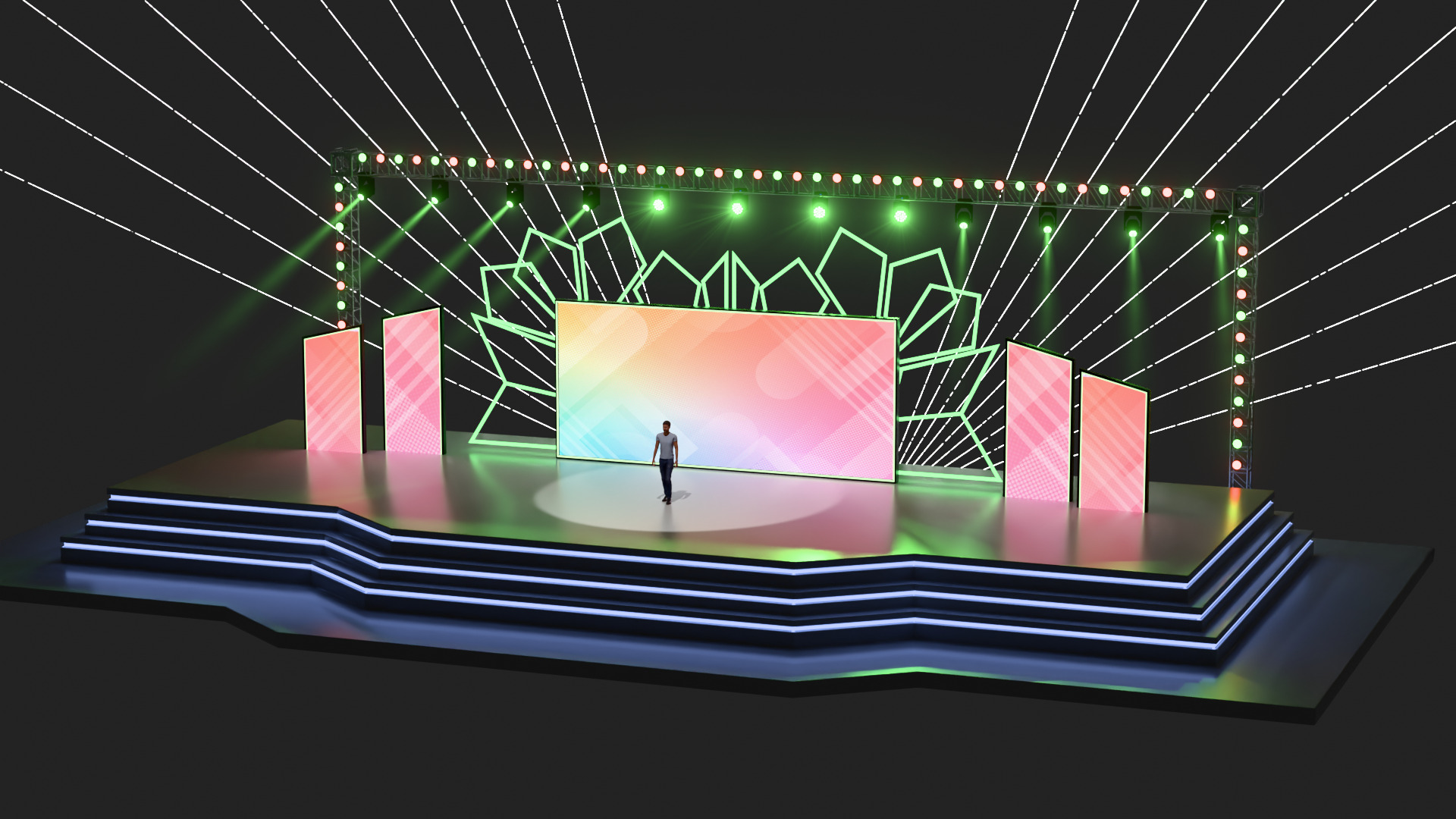 Entertainment Event Stage or Set Design with Light 3D model_1