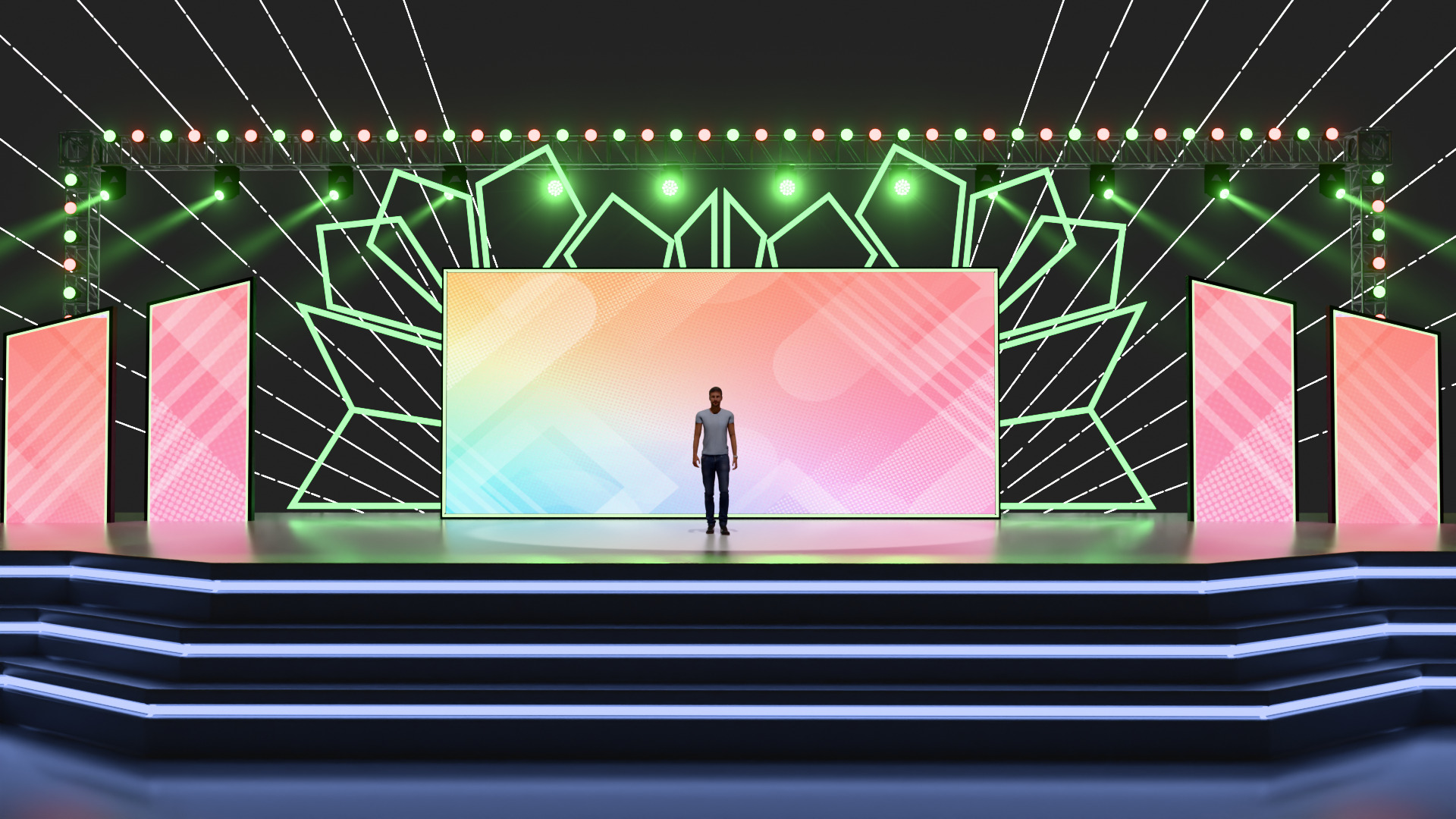 Entertainment Event Stage or Set Design with Light 3D model_8