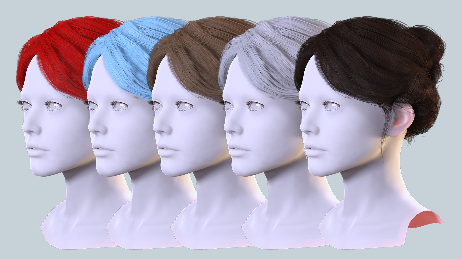 Elegant Bun Hairstyle - Realistic 3D Female Hair Model Low-poly 3D model_2