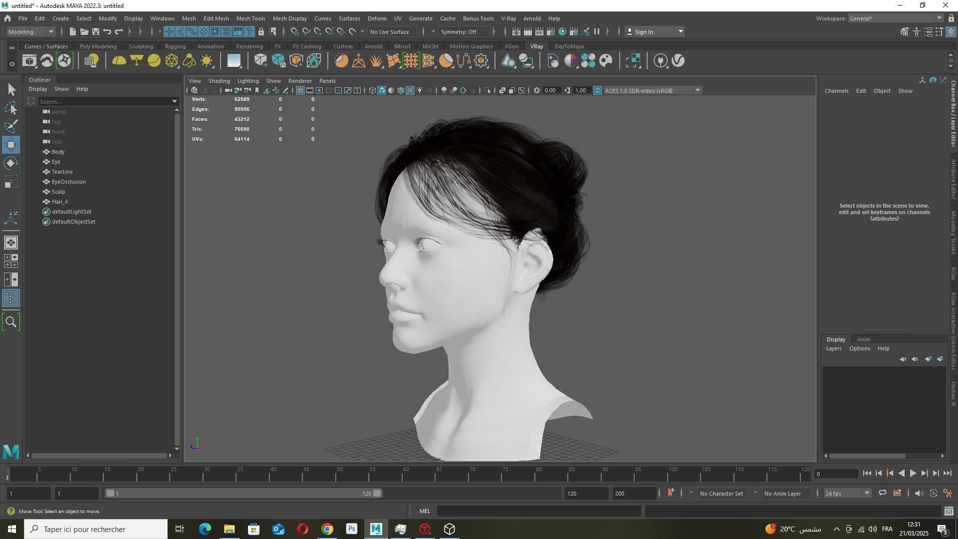 Elegant Bun Hairstyle - Realistic 3D Female Hair Model Low-poly 3D model_10