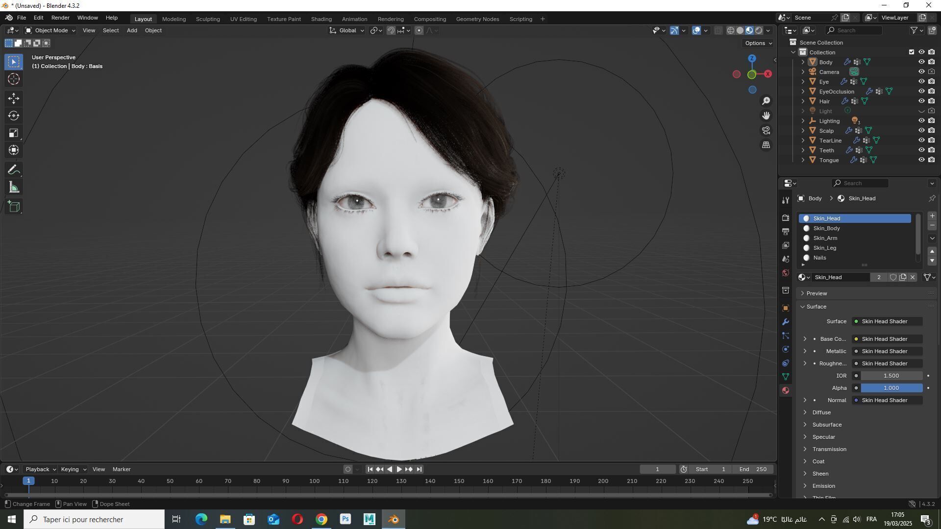 Elegant Bun Hairstyle - Realistic 3D Female Hair Model Low-poly 3D model_6