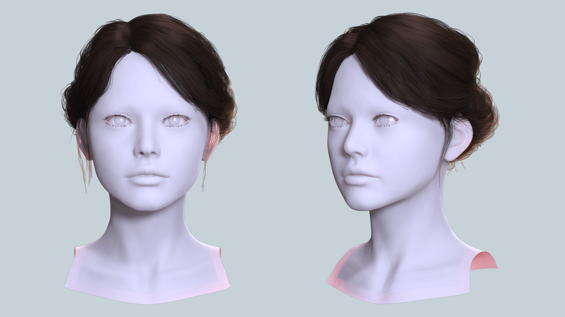 Elegant Bun Hairstyle - Realistic 3D Female Hair Model Low-poly 3D model_3