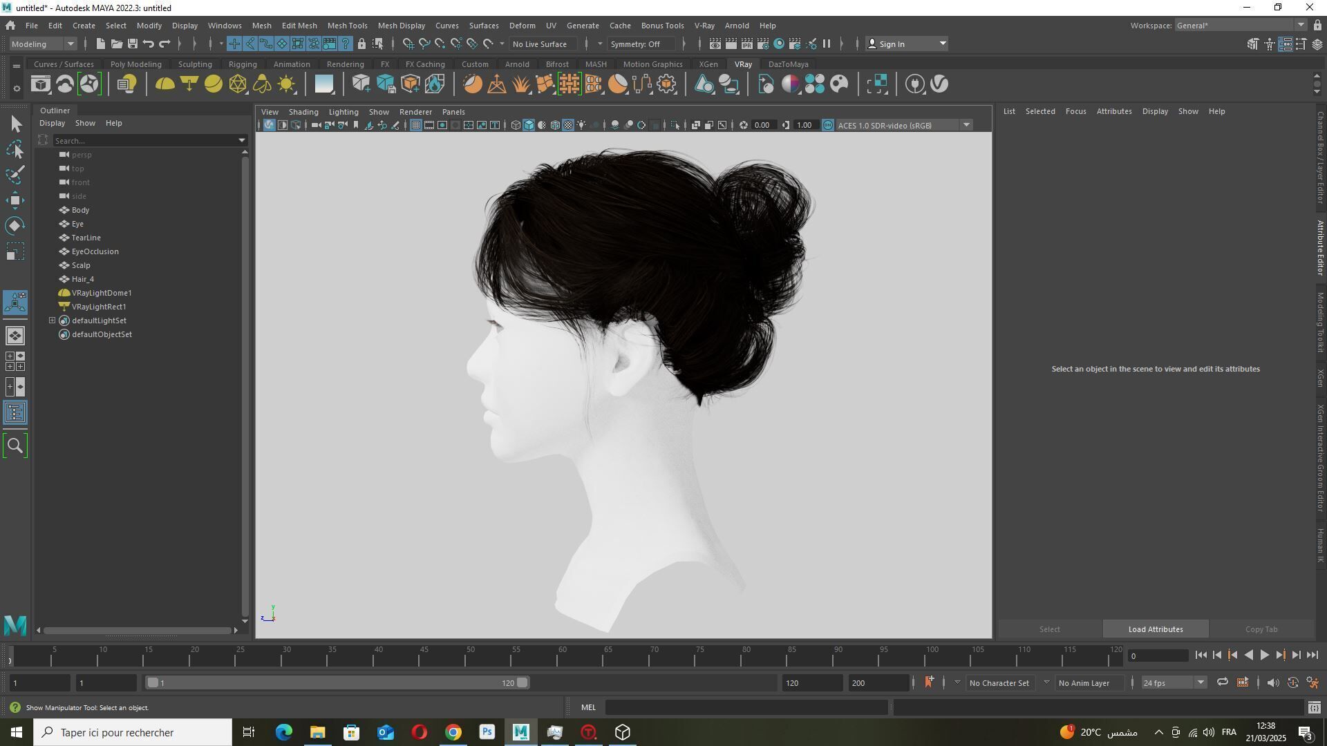 Elegant Bun Hairstyle - Realistic 3D Female Hair Model Low-poly 3D model_11