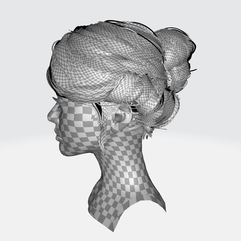 Elegant Bun Hairstyle - Realistic 3D Female Hair Model Low-poly 3D model_16