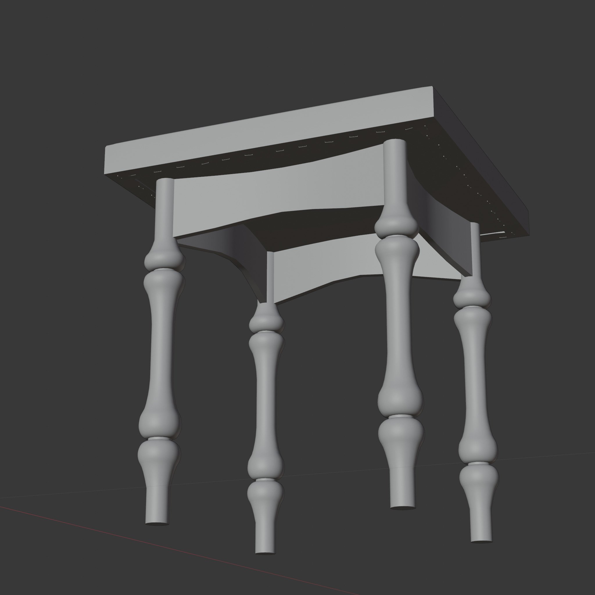 Wooden Side Stool 3D model_4
