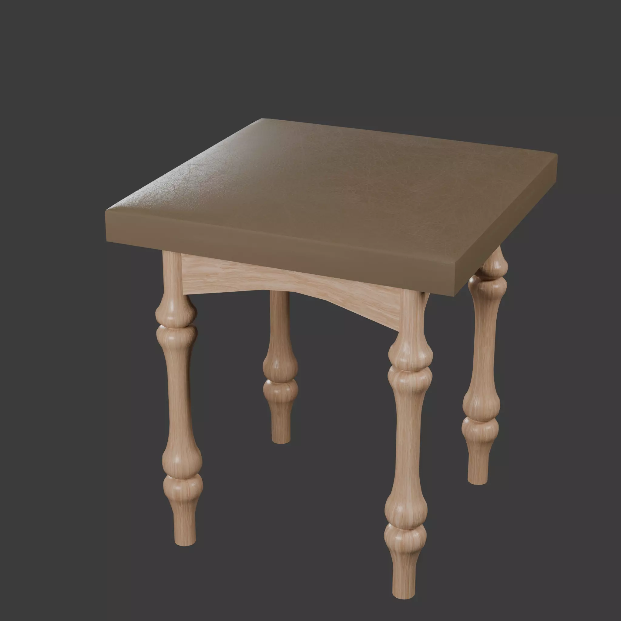 Wooden Side Stool 3D model_0