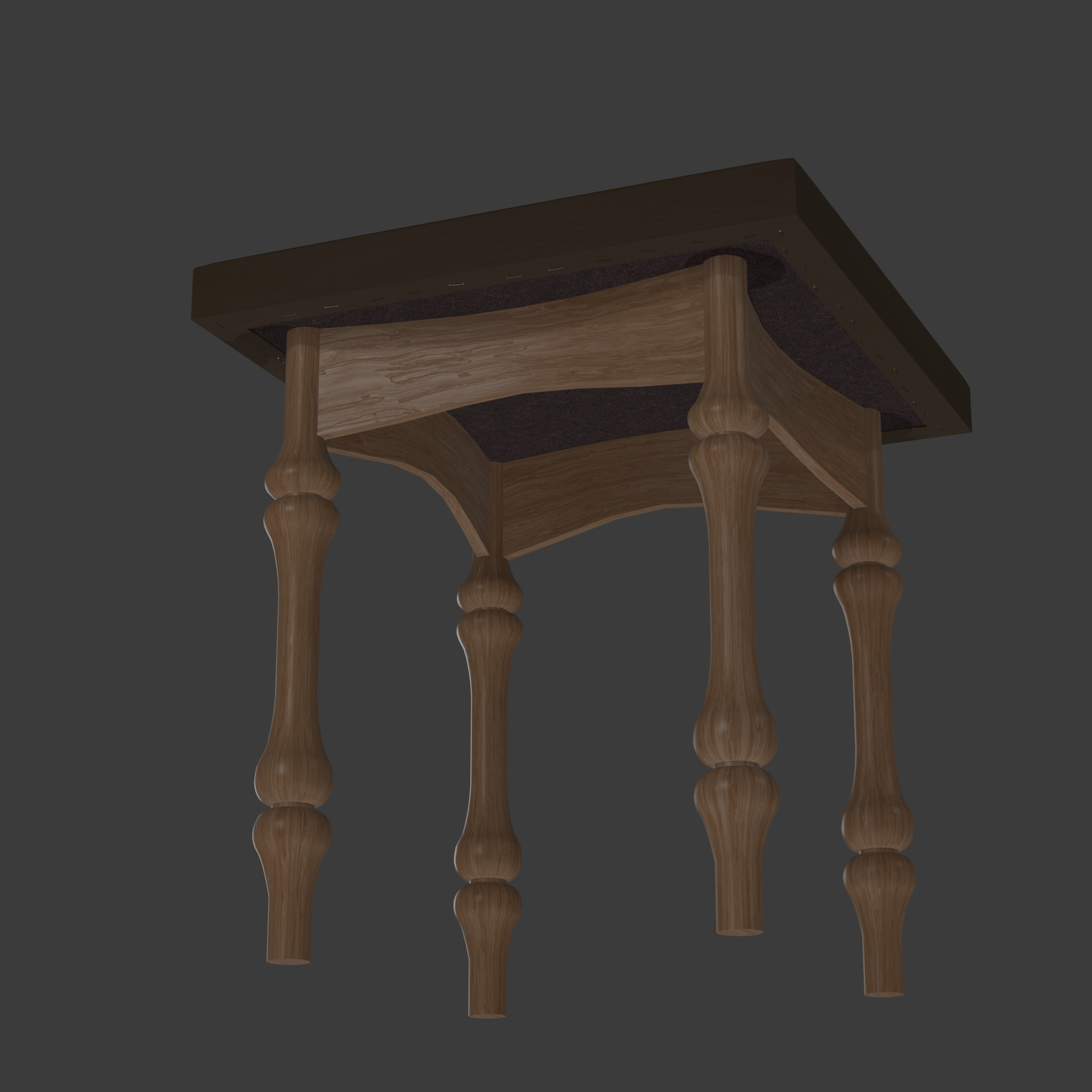 Wooden Side Stool 3D model_3
