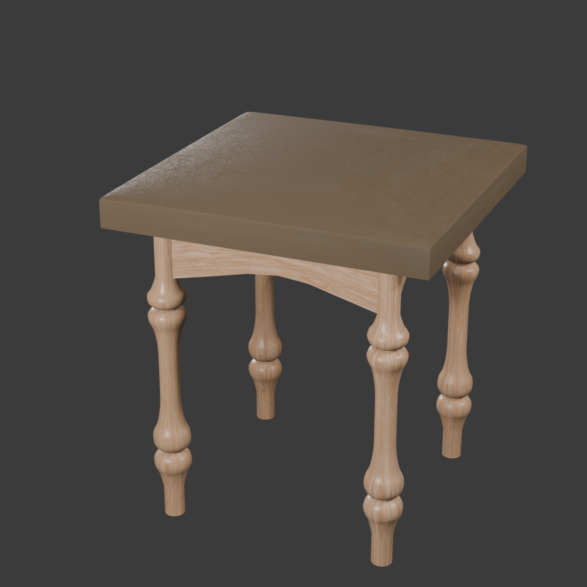 Wooden Side Stool 3D model_1
