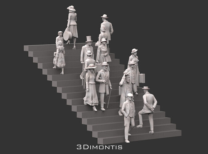 Retro People on the Stairs 3D print model