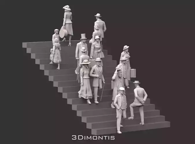 Retro People on the Stairs