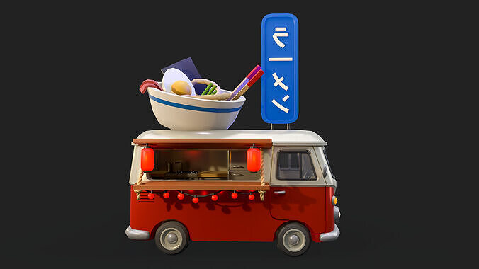 Food Trucks  Asian Edition Low-poly 3D model 5