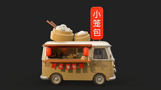 Food Trucks  Asian Edition Low-poly 3D model 3