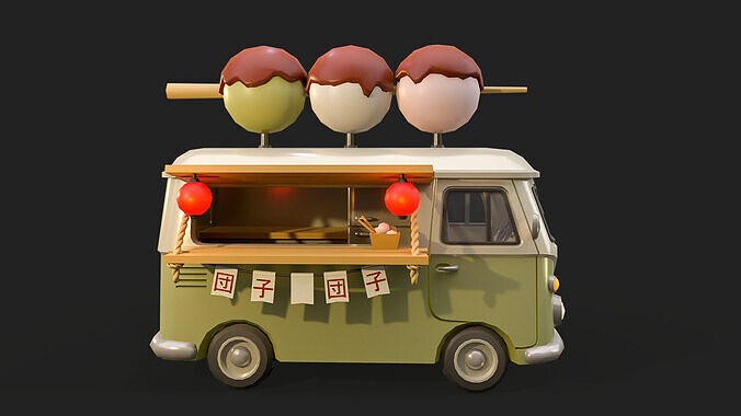 Food Trucks  Asian Edition Low-poly 3D model 7