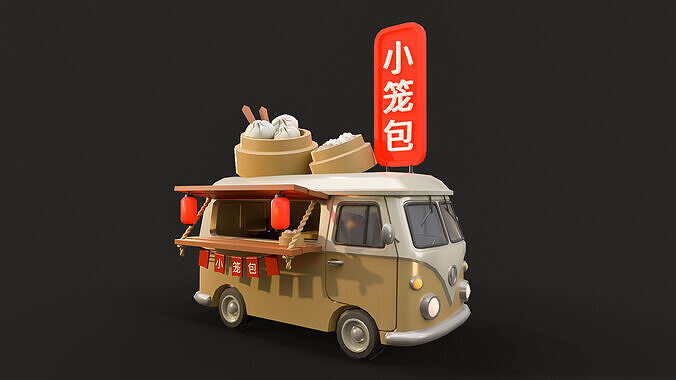 Food Trucks  Asian Edition Low-poly 3D model 2
