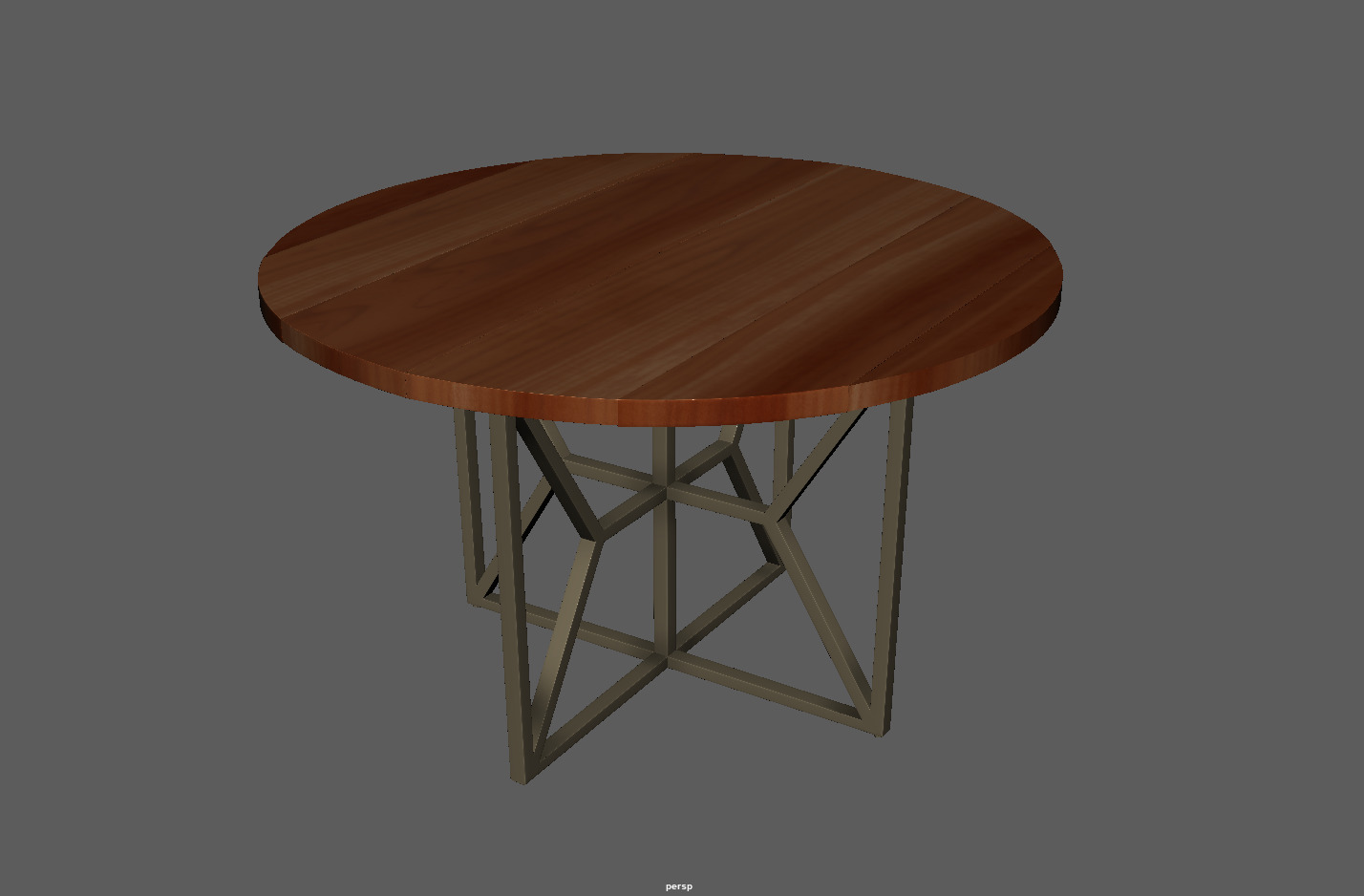 Round Wooden Dining Table Low-poly 3D model_5