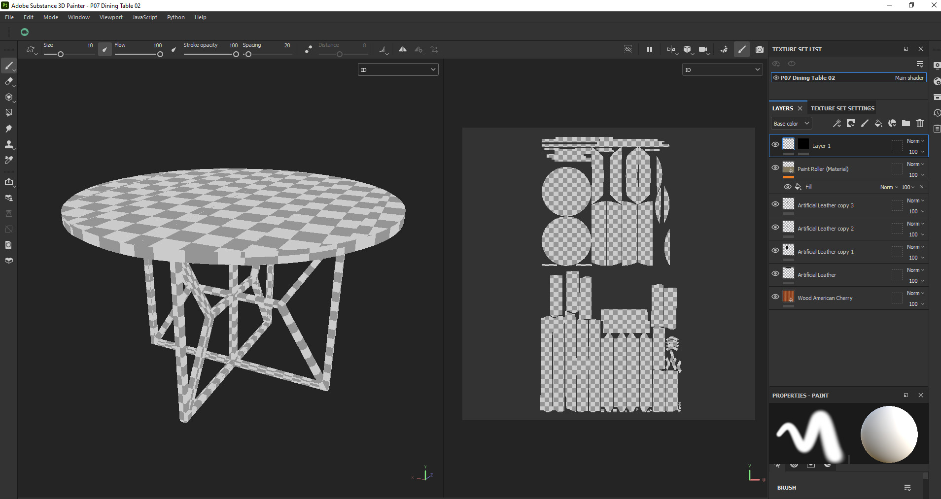 Round Wooden Dining Table Low-poly 3D model_17