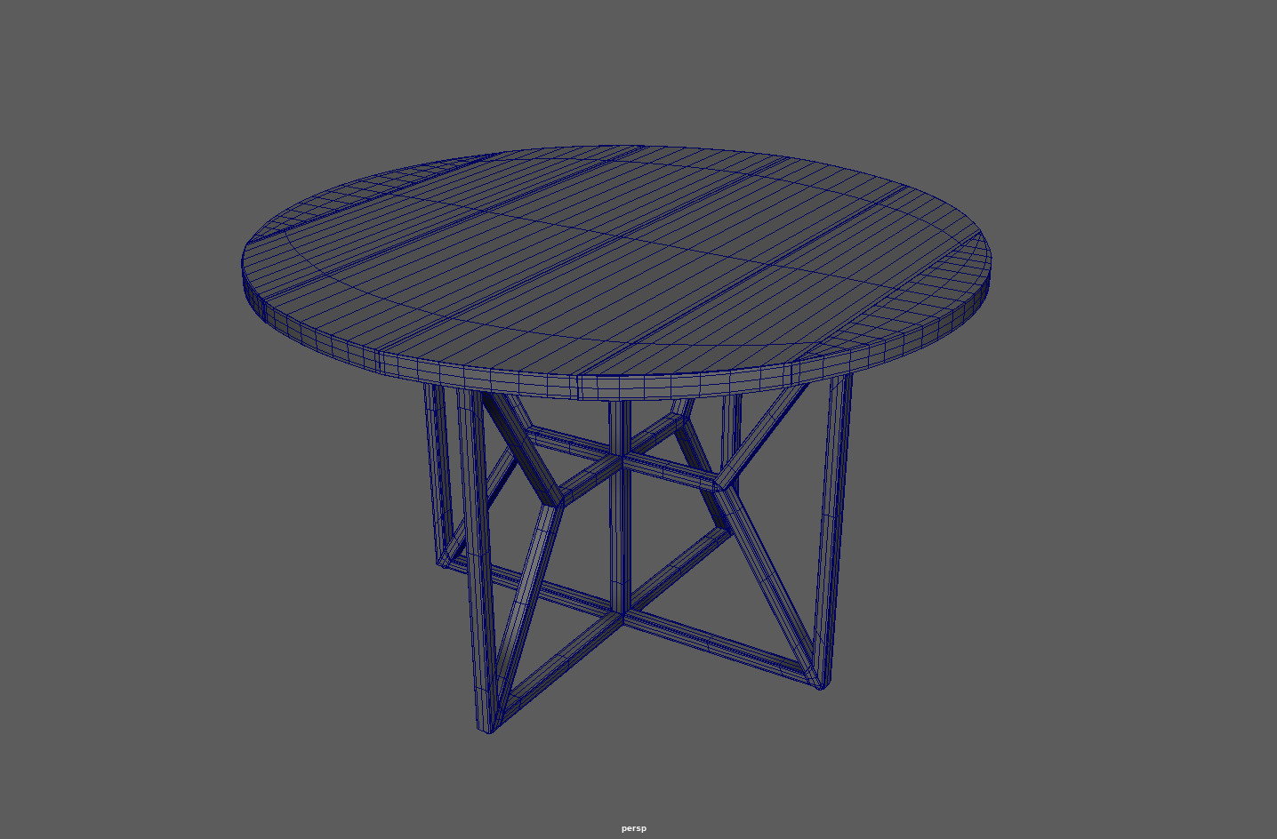 Round Wooden Dining Table Low-poly 3D model_7