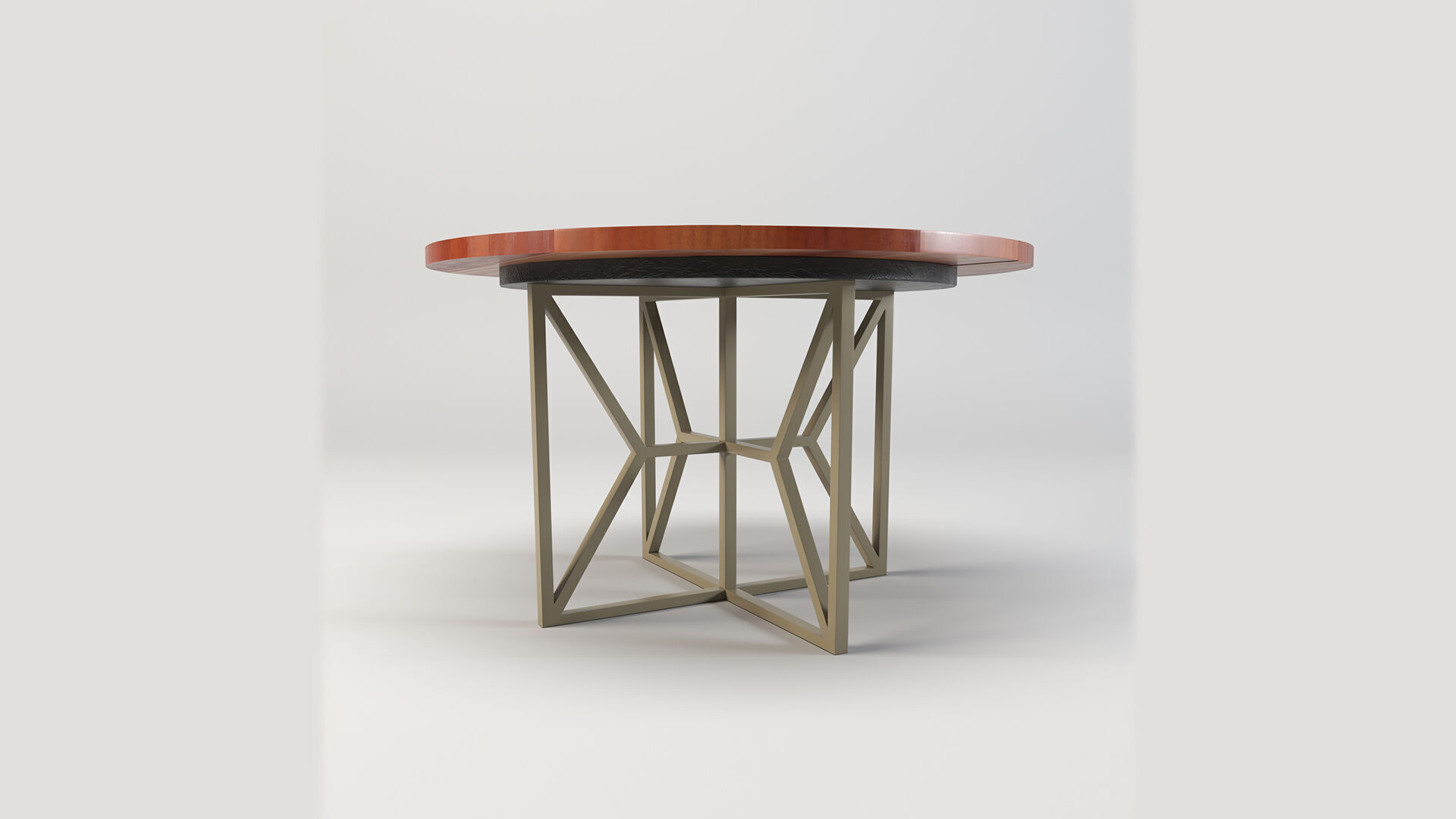 Round Wooden Dining Table Low-poly 3D model_4