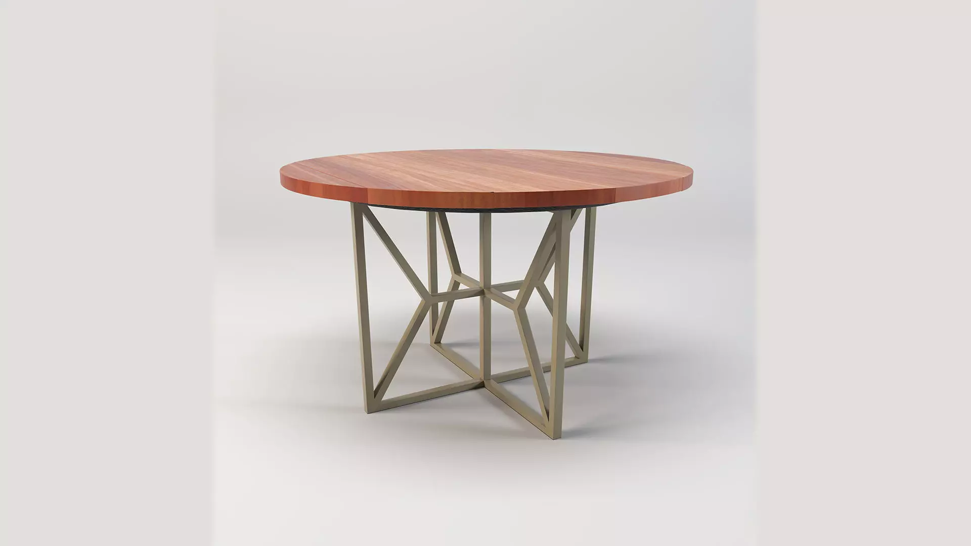 Round Wooden Dining Table Low-poly 3D model_0