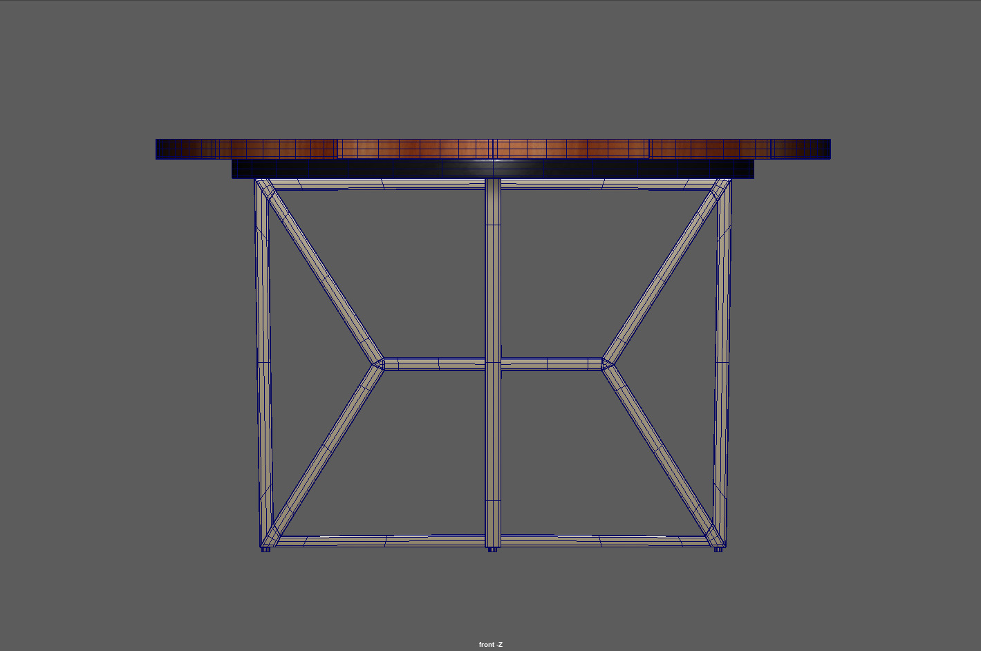 Round Wooden Dining Table Low-poly 3D model_12