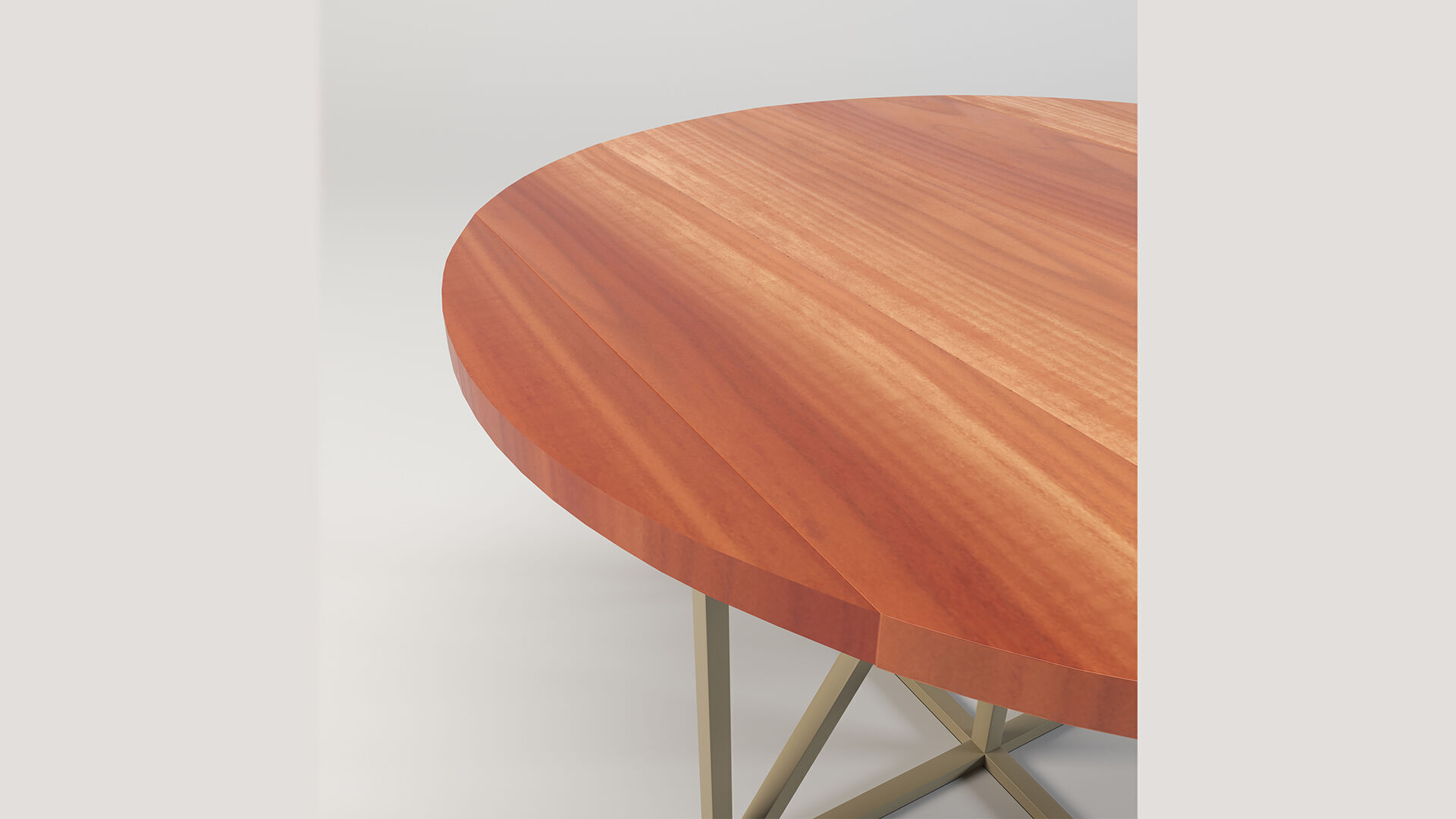 Round Wooden Dining Table Low-poly 3D model_3