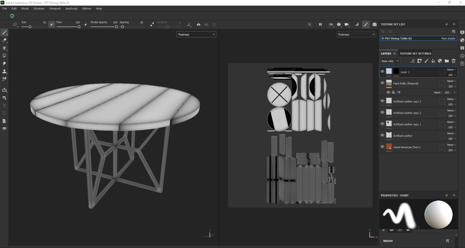 Round Wooden Dining Table Low-poly 3D model_21