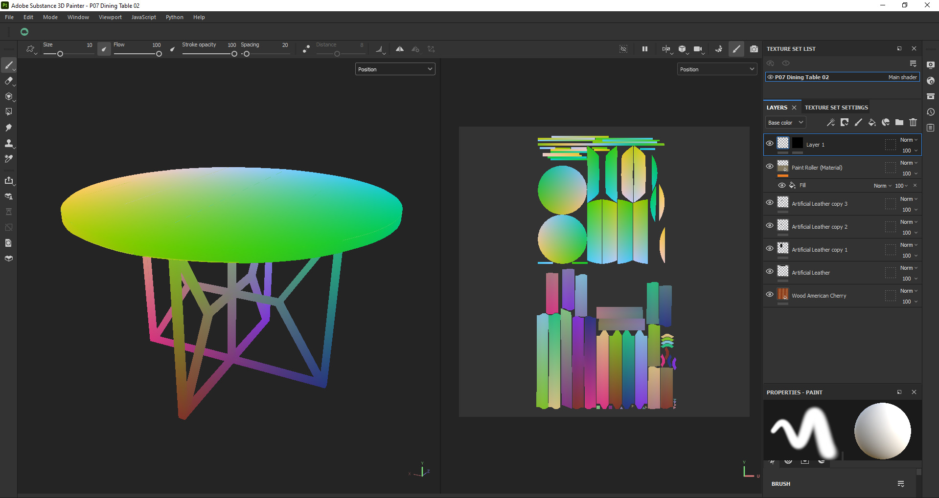 Round Wooden Dining Table Low-poly 3D model_20
