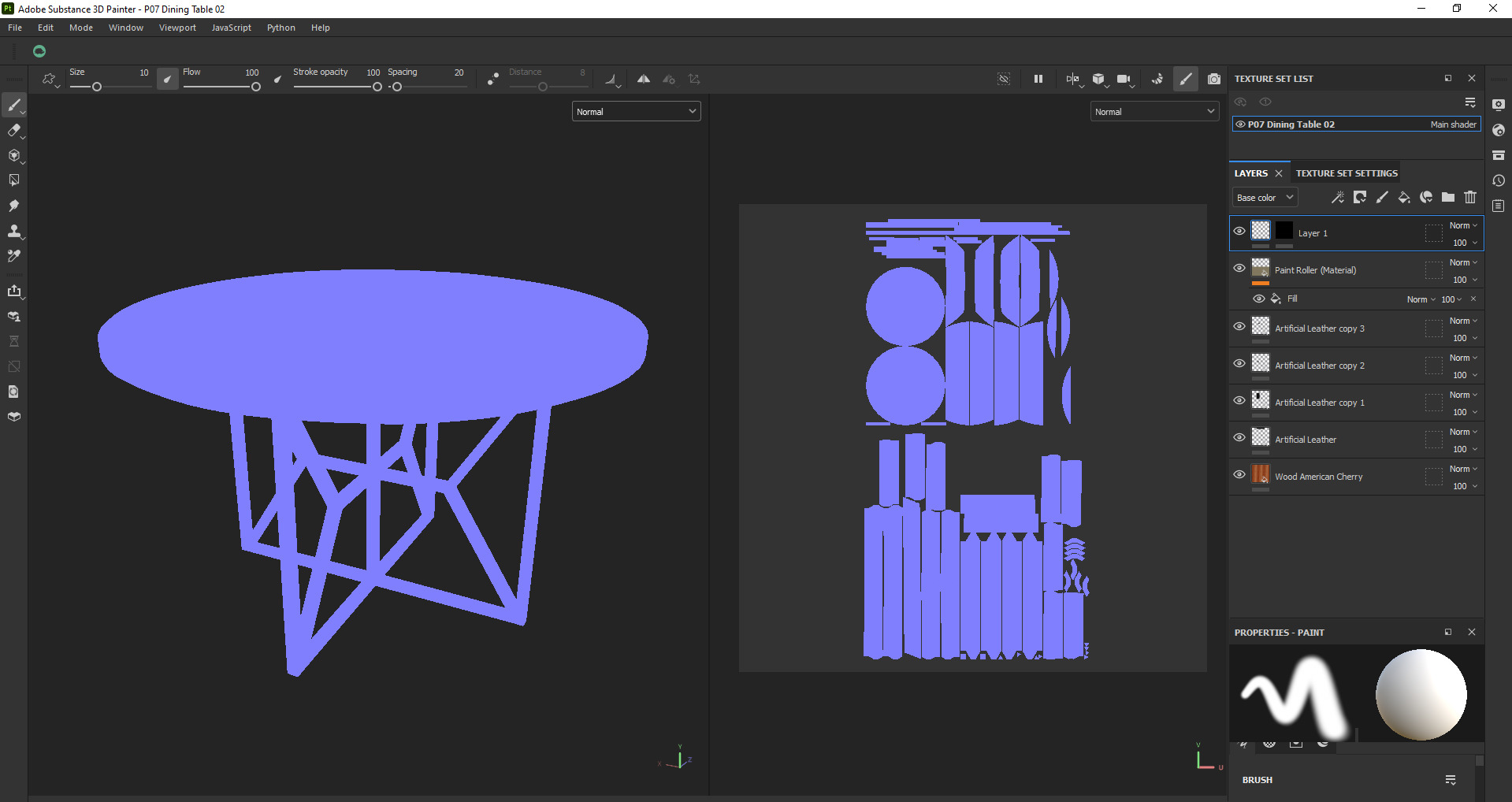 Round Wooden Dining Table Low-poly 3D model_15