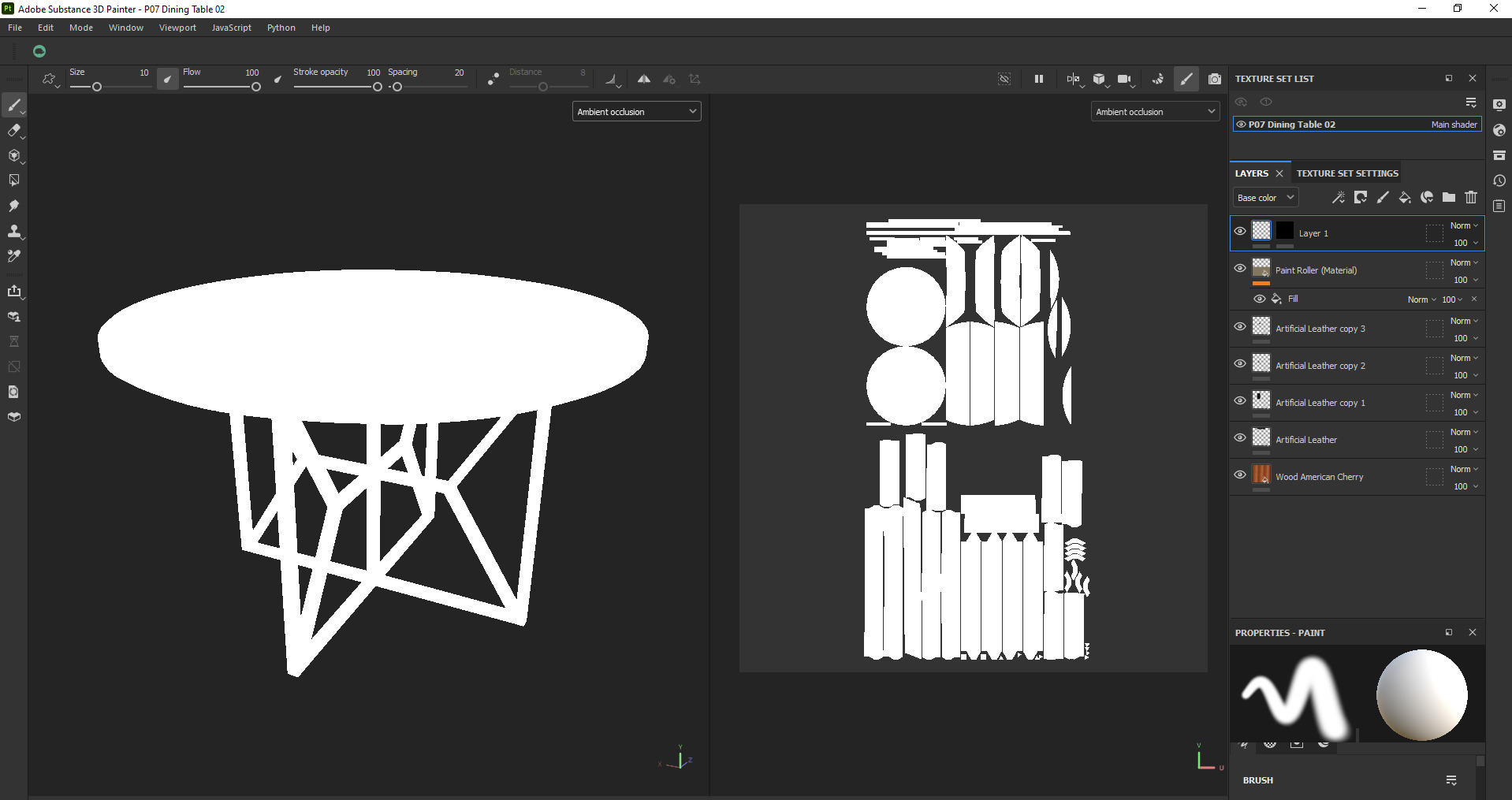 Round Wooden Dining Table Low-poly 3D model_18