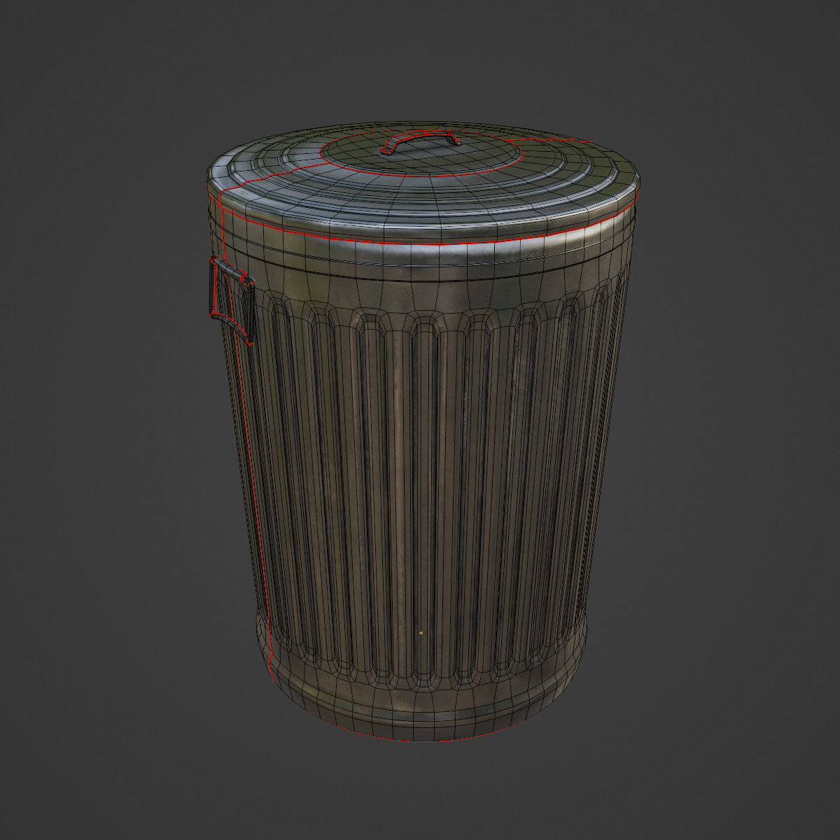 Trash Can 02  Low-poly 3D model_7
