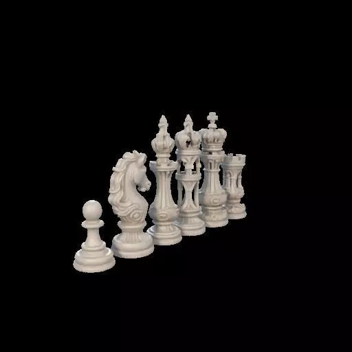 Baroque Majesty The Ornate Chess Set 3D print model_18