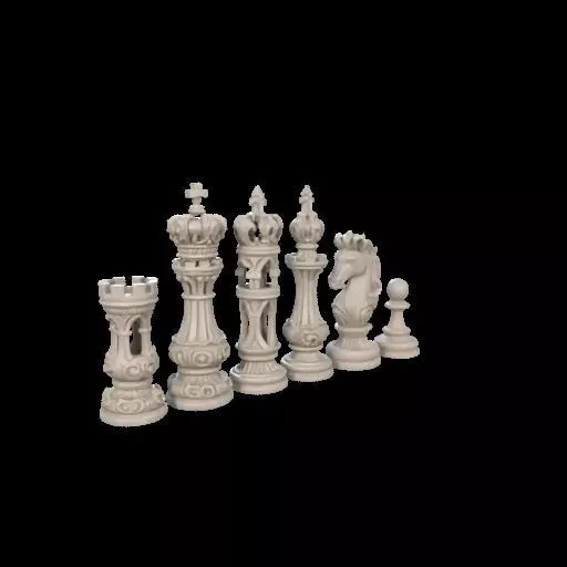 Baroque Majesty The Ornate Chess Set 3D print model_14