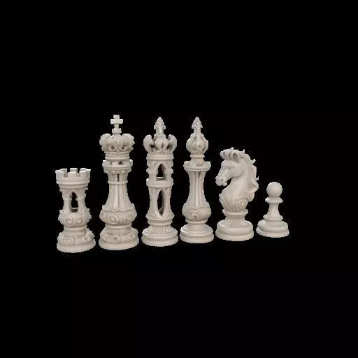 Baroque Majesty The Ornate Chess Set 3D print model_12