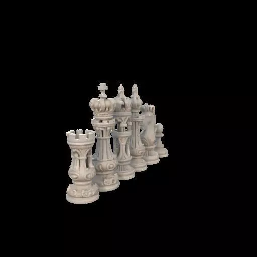 Baroque Majesty The Ornate Chess Set 3D print model_9