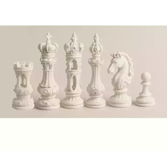 Baroque Majesty The Ornate Chess Set 3D print model