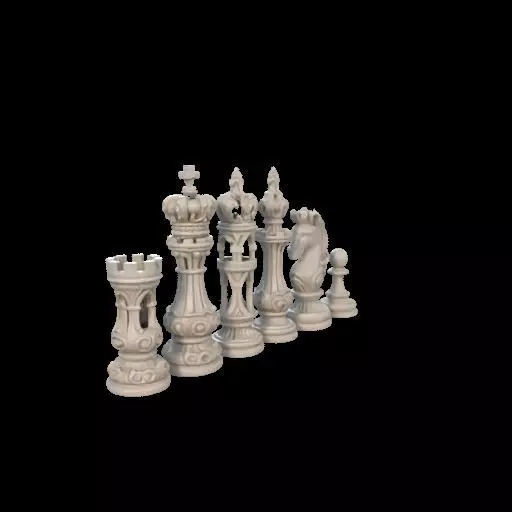 Baroque Majesty The Ornate Chess Set 3D print model_7