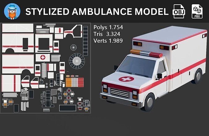 Stylized Ambulance 3D Model 3D model 2