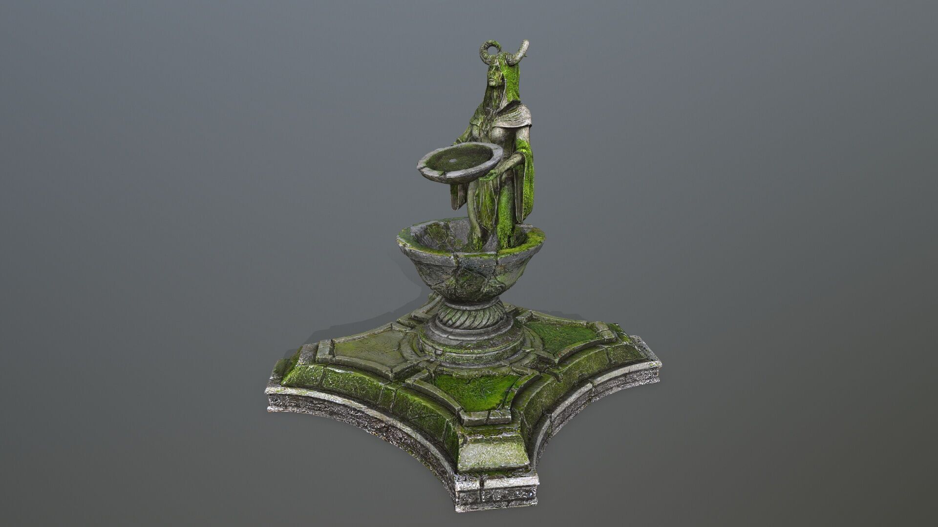 angel fountain Low-poly 3D model_3