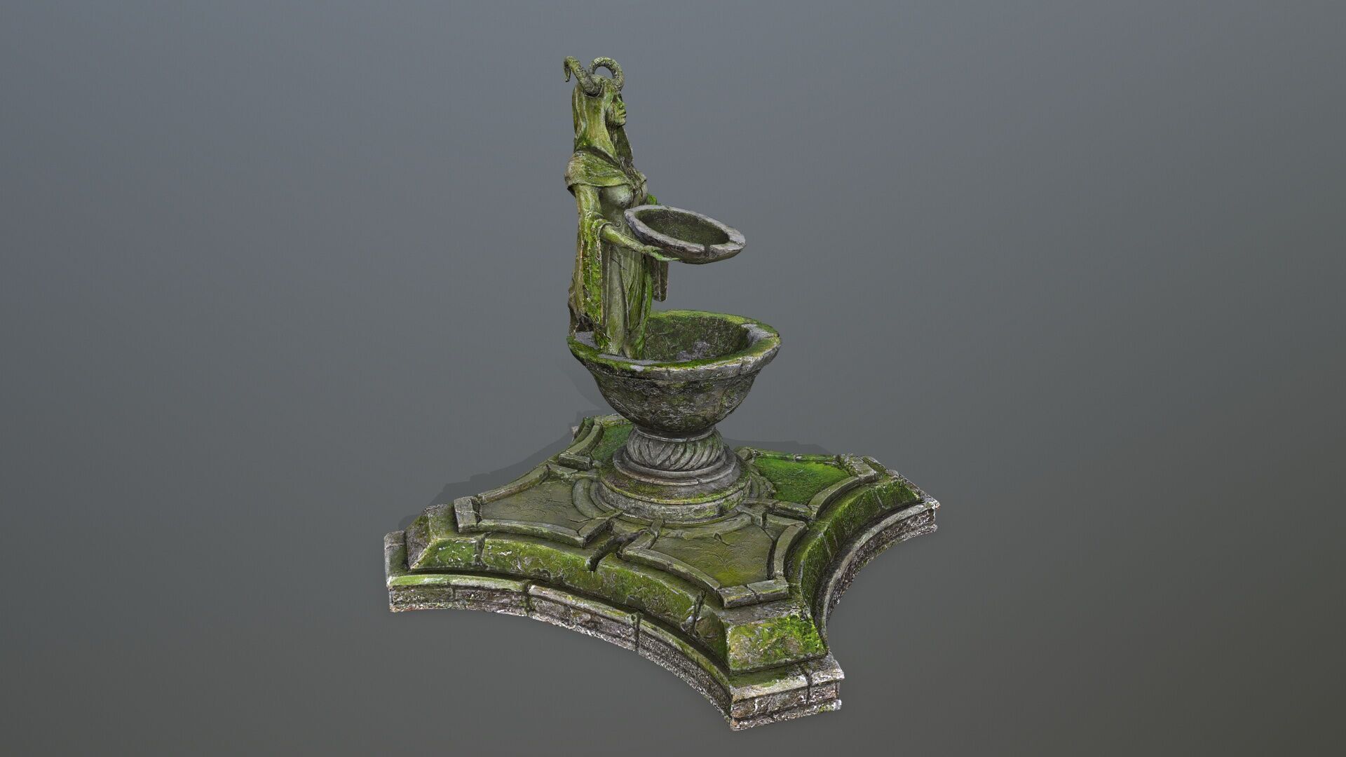 angel fountain Low-poly 3D model_9